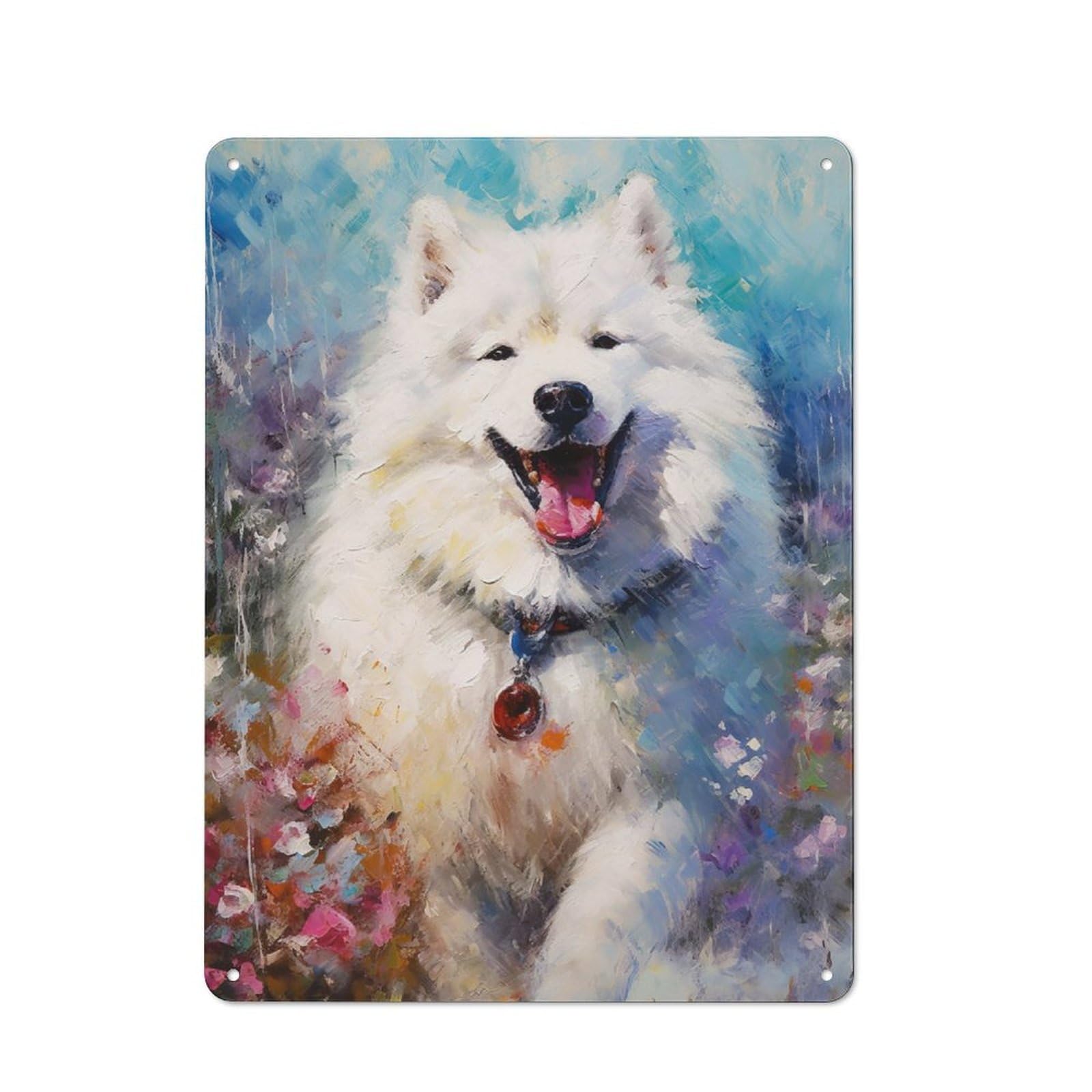 Junmoney Palette Samoyed Painting For Garden Room Or Summerhouse, Retro Tin Sign 40X30cm, Suited To Wall Displays In Garden Rooms And Summerhouses