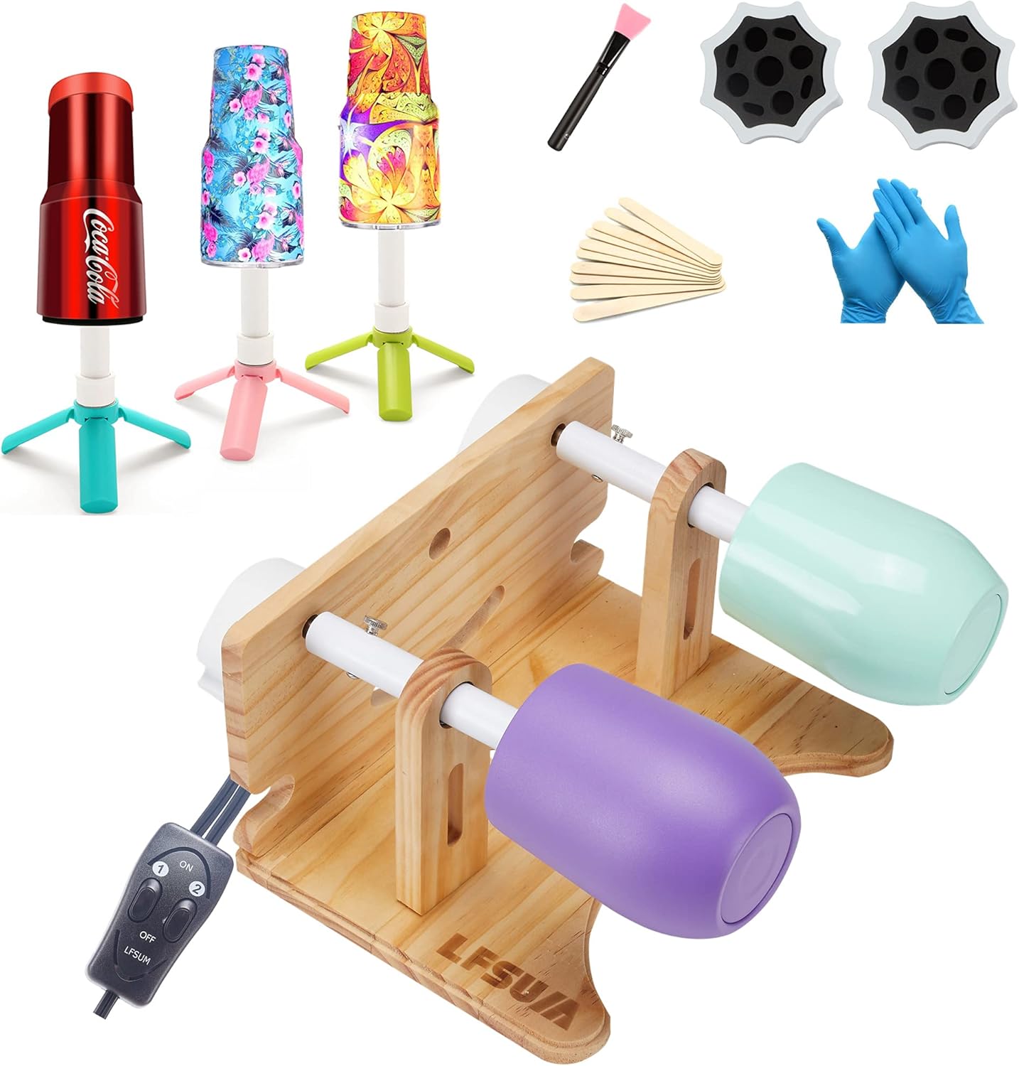 Double Cup Turner Tumbler Cuptisserie Kit 2 Cup Spinner for