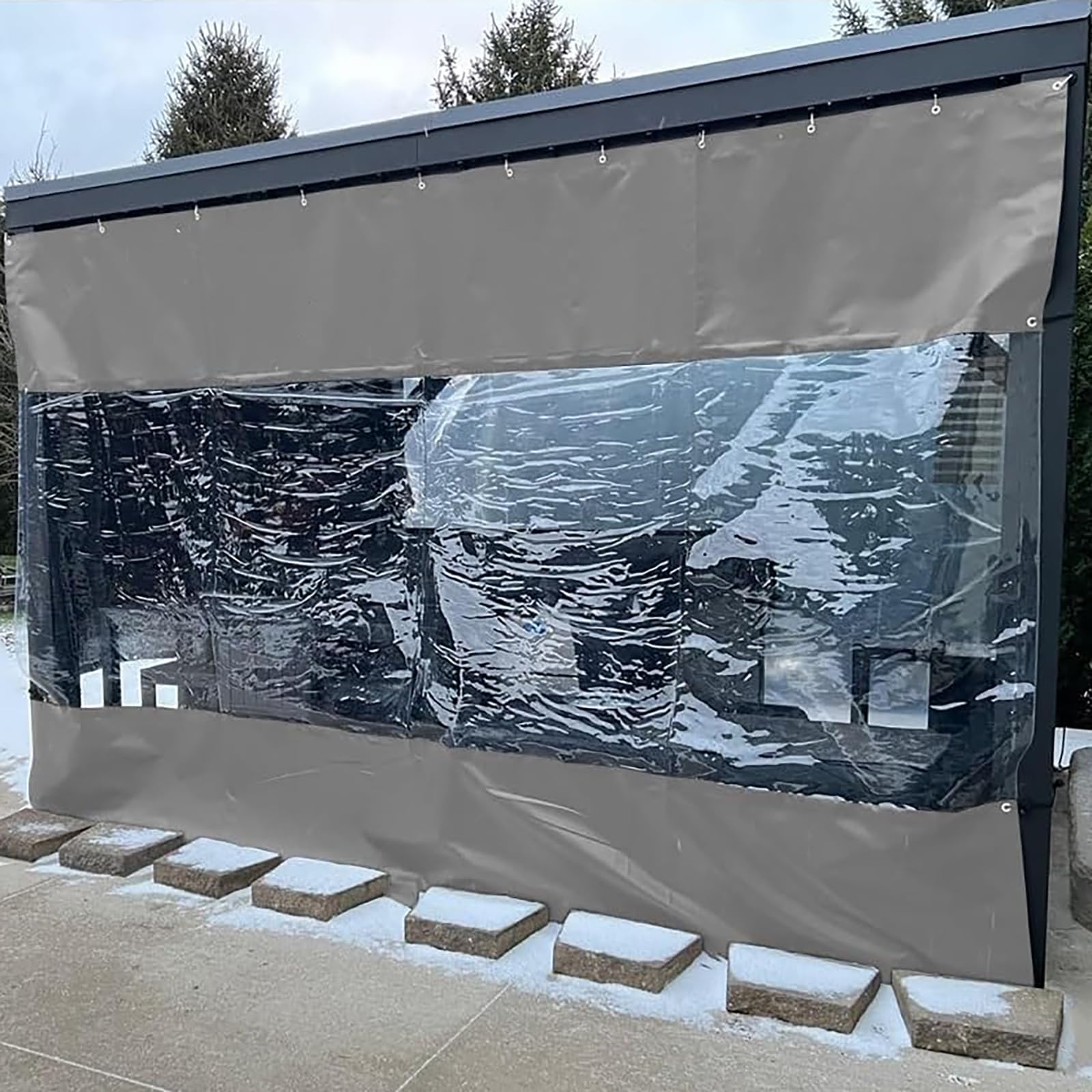Lona Transparente Resistente A Desgarros De Alta Resistencia, Cortavientos Transparente para Patio, Cerramiento Cortavientos para Terraza Y Cenador (Gris 1,8 × 2,4 M) (Gris)