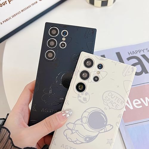 Miniatura 10 de Yonds Queen Funda para Samsung Galaxy A53, diseño de astronauta de dibujos animados, diseño de cohete espacial, luna y cohete, elegante funda