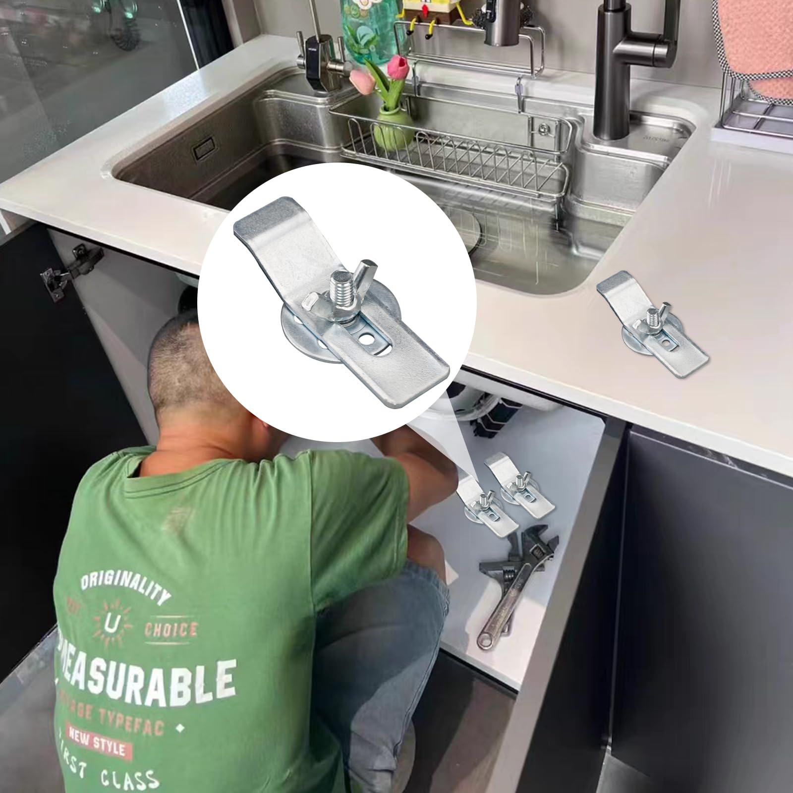 Clips de fregadero de montaje inferior, 24 soportes de fregadero de montaje inferior, soporte de kit de montaje para fregadero, clips de reparación de instalación, soporte de cierre para fregaderos de
