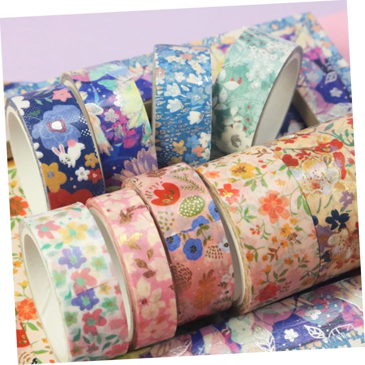 HOMSFOU 4 Ensembles Ruban Washi Tape Floral Décoratif Pour Diy Scrapbooking Motifs Fleurs Fraîches Pour Artisanales Décorations De Journaux 9 Rouleaux*4