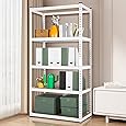 GarveeHome Garage Storage Shelves, 5-Tier Utility Shelves, Adjustable Storage Shelves, Industrial Shelving, Load 3860 Lbs Heavy Duty Storage Shelves for Garage Kitchen Basement Laundry Pantry,White