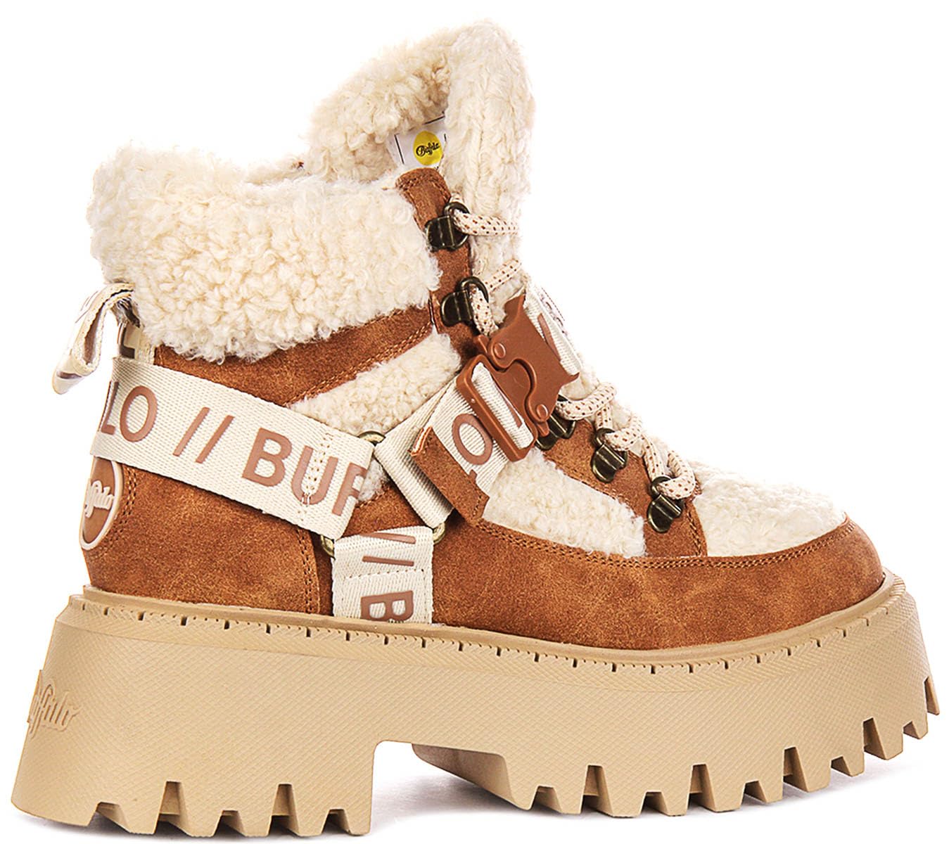 Buffalo ASPEN COM MID Femme Bottes beige/marron Imitation cuir, textile