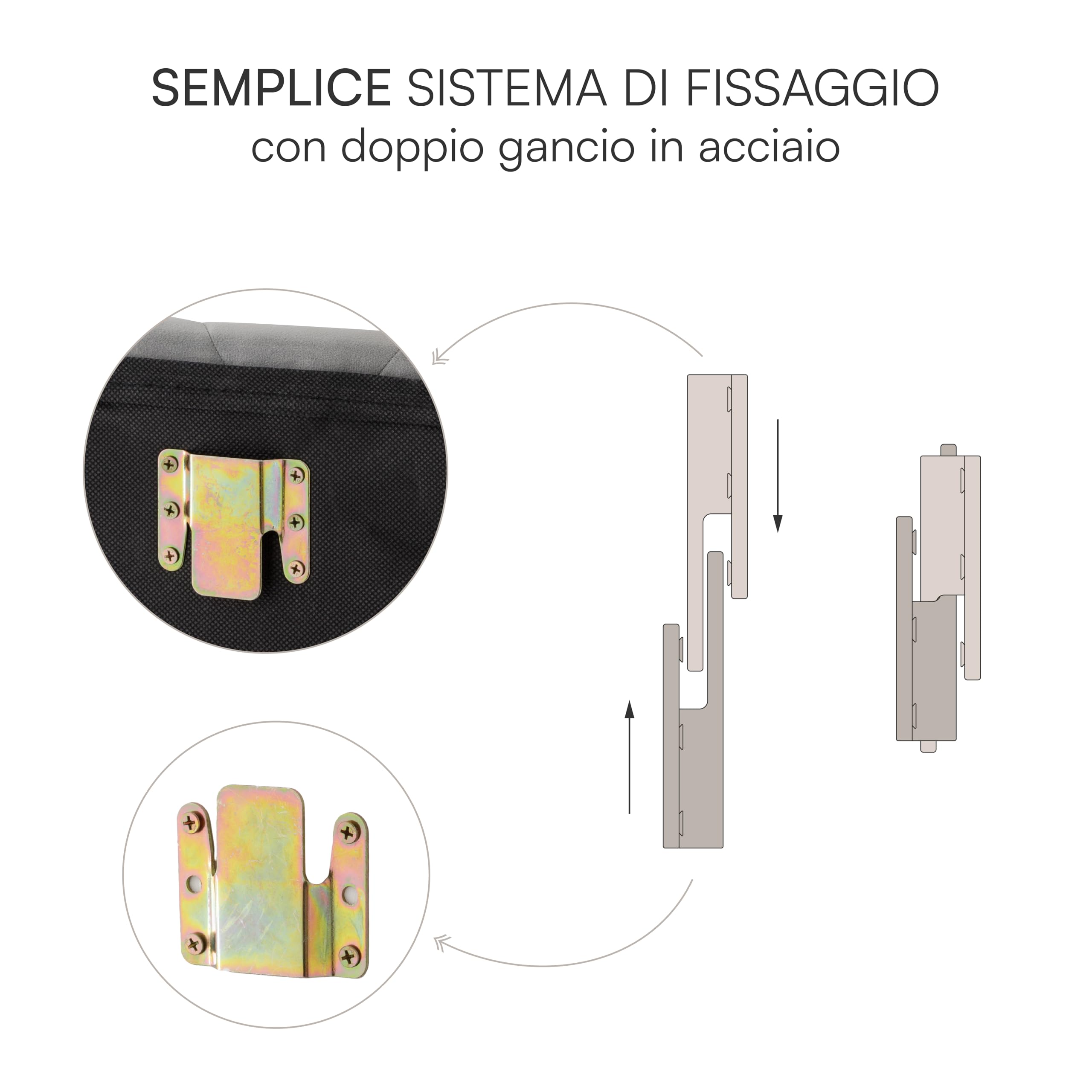 Baroni Home Testata del Letto Imbottita in Velluto Grigio con Struttura Interna in MDF, Doppio Gancio in Acciaio e Altezza regolabile, Facile Montaggio a Muro, Design Elegante e Confortevole, 92x55 cm