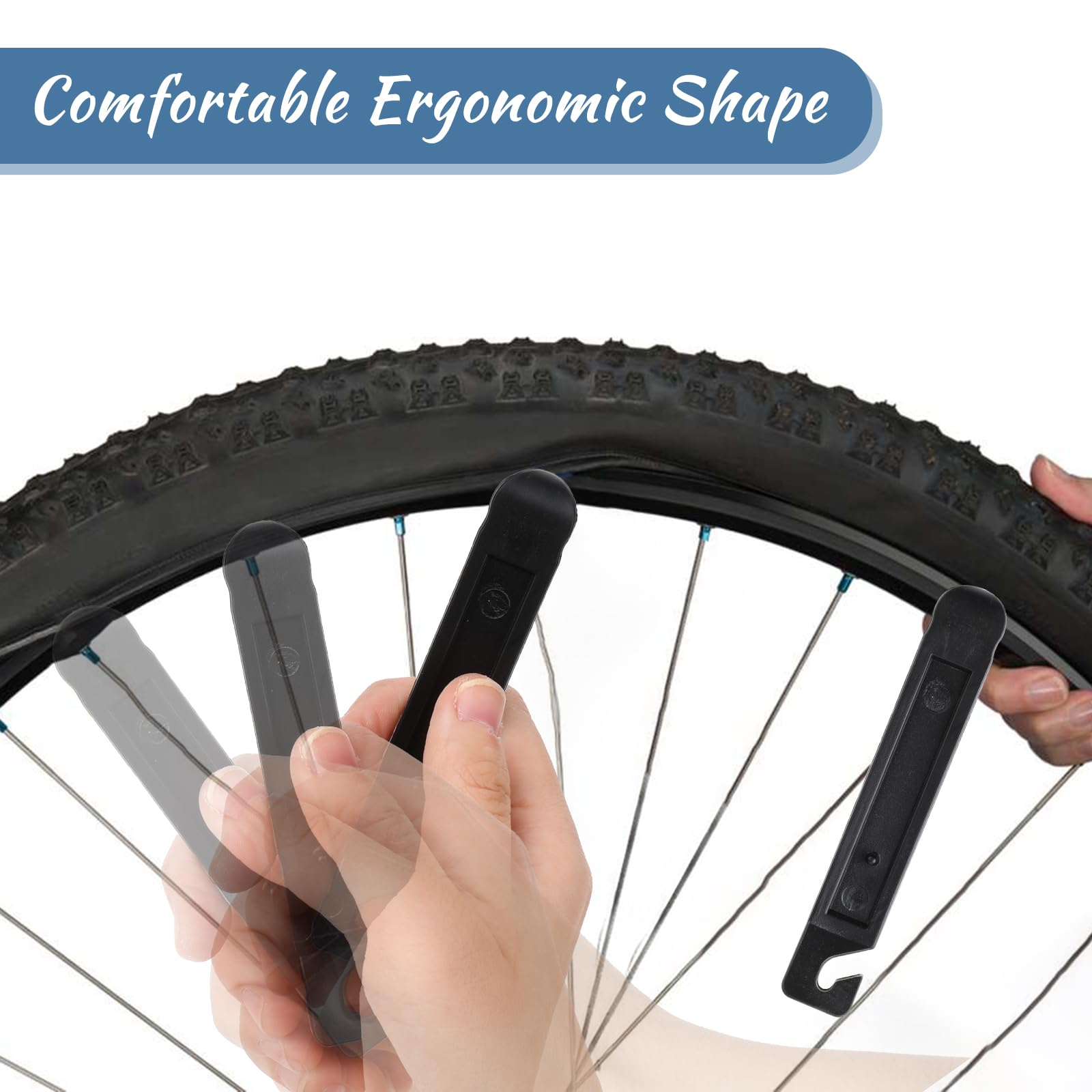 Lot De 3 Démonte-pneus Noirs - Démonte-pneus De Vélo Portables En Plastique Nylon Outil De Montage Professionnel Pour La Reparation Des Pneus De Velo