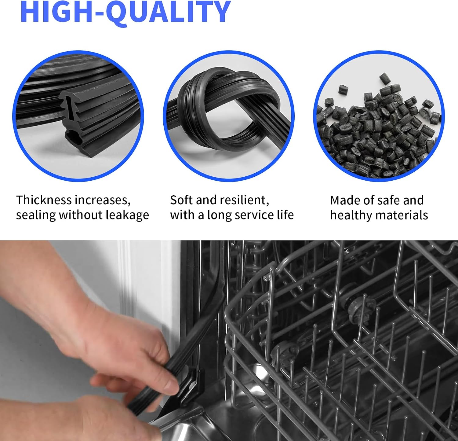 Upgraded 3920DD3005A Dishwasher Rubber Door Seal Dishwasher Door Gasket Seal Replacement Compatible with LG Dishwashers Replaces AP4437203, 1267456