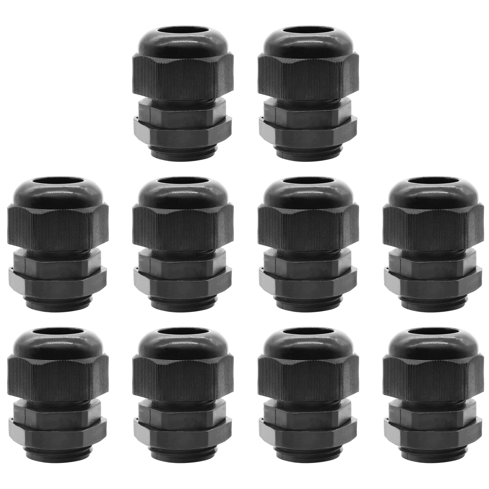 10 Pack Cable Gland Waterproof Adjustable 3-6.5mm Cable Connectors Junction Box Connector with Lock Nut and Gasket, M12 x 1.5 Cable Glands Joints, Black