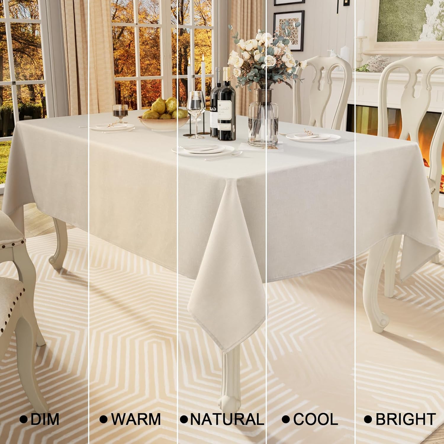 Smiry Rectangle Table Cloth Linen Textured, Waterproof Spillproof Anti-Wrinkle Burlap Tablecloth, Washable Decorative Fabric Table Cover for Dining, Party, Banquet, 60 x 120 Inch, Beige