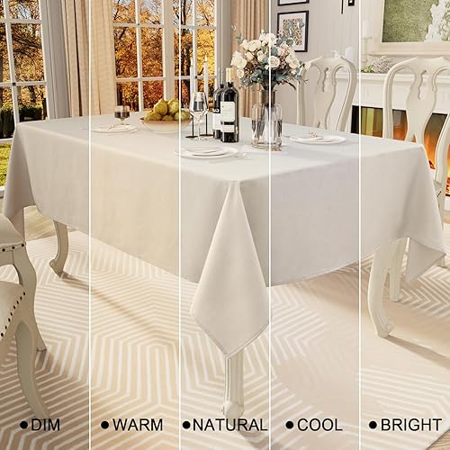 Miniatura 4 de smiry Mantel rectangular de lino sintético, mantel de tela de arpillera impermeable, fundas decorativas lavables para cocina, comedor, fiestas, 52 x