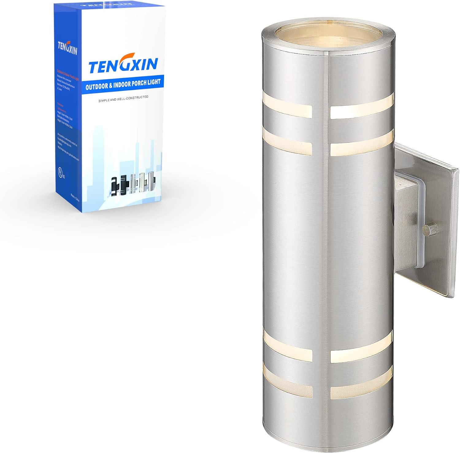 TENGXIN Outdoor Wall Sconce, Waterproof Wall Light Fixture,Porch Light,Wall Mount Light, Stainless Steel 304 Outdoor Wall Light, UL Listed, Suitable for Garden & Patio,Porch