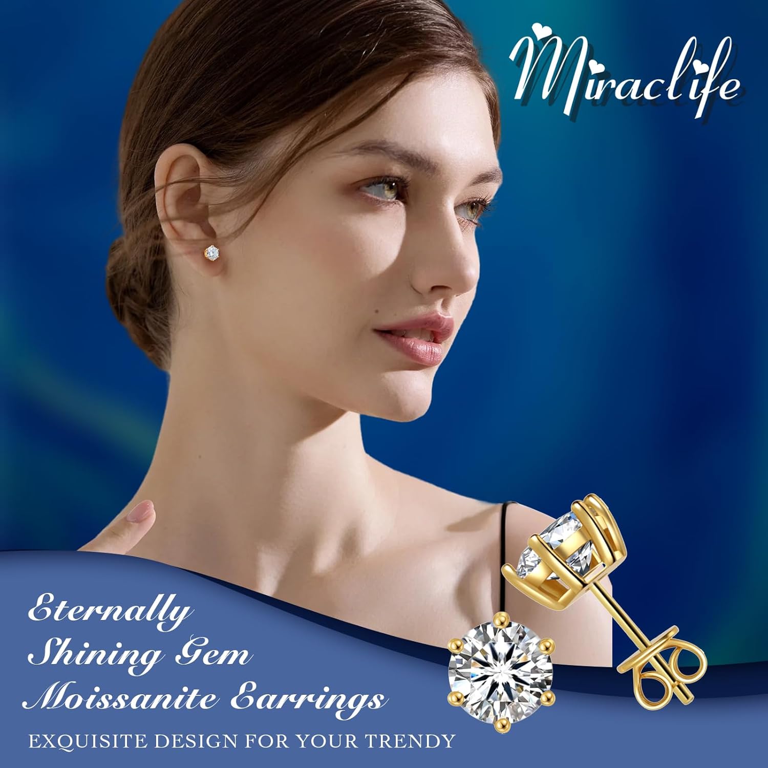 Moissanite Earrings for Women,1-4ct 925 Sterling Silver Moissanite Stud Earrings,Jewelry for Mother Mom Wife Girlfriend, with Certificate - Image 2