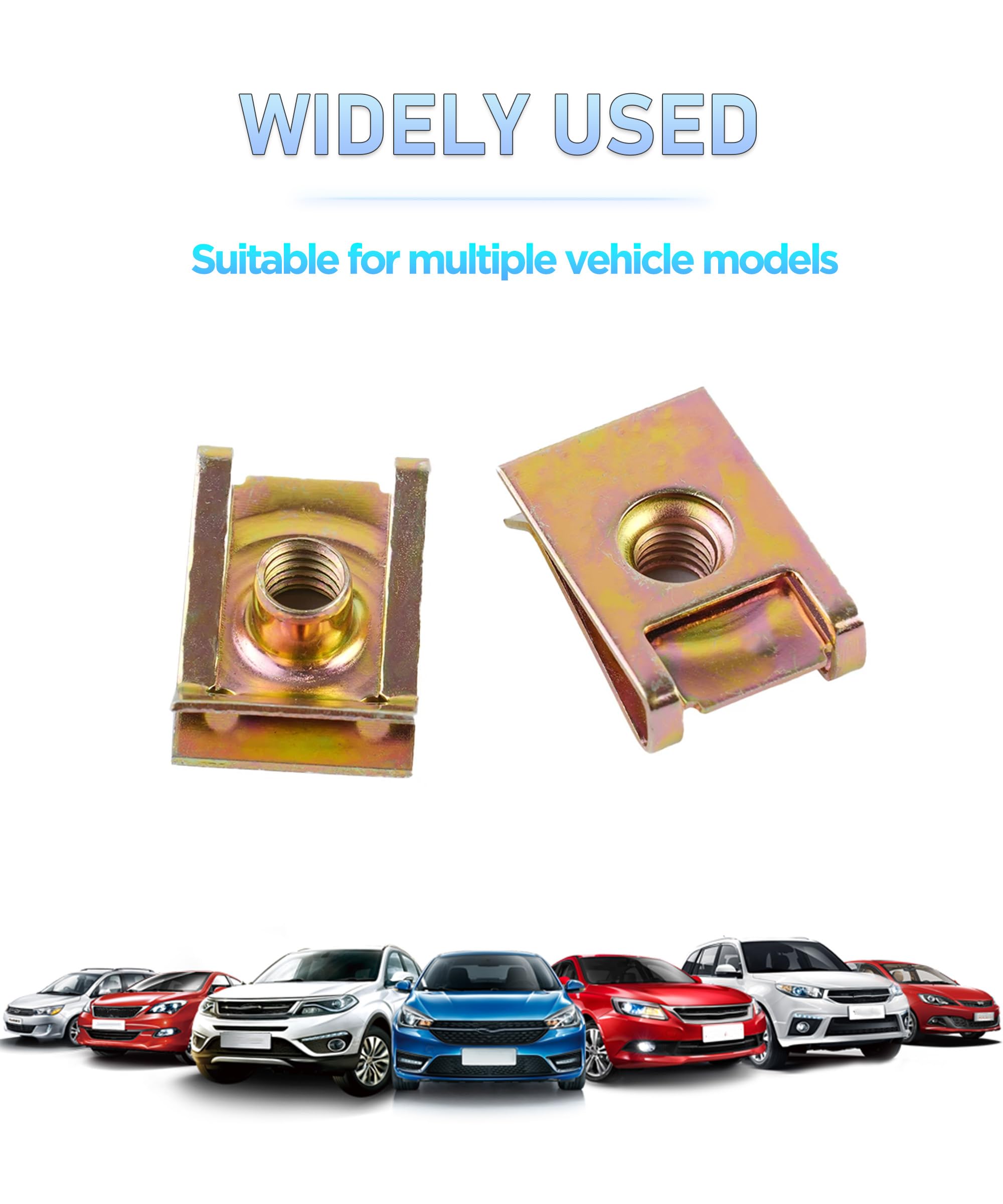 Zszywki samochodowe, klips do nakrętek typu U, M6 Sportbike Fairing Spire Clips,Zestawy Nakrętek Klips Roscachapa Metalowe Nakrętki U, Nadaje się do większości paneli drzwi samochodowych