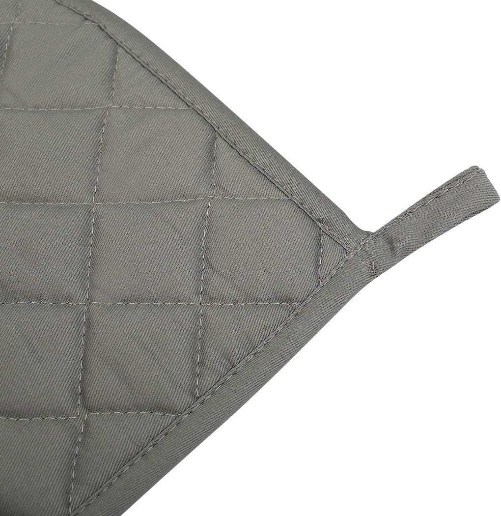 100% Cotton Potholders Kitchen Everyday Basic Terry Pot Holder Heat Resistant Large Coaster Hot Pads Kit Trivets Set for Cooking and Baking Set of 6 Dark Grey