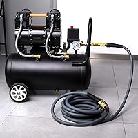 Vista 5 de GASHER Manguera de aire híbrida gris de 3/8" x 50FT, usada para conectar el compresor de aire, conector rápido industrial de 1/4" y enchufe