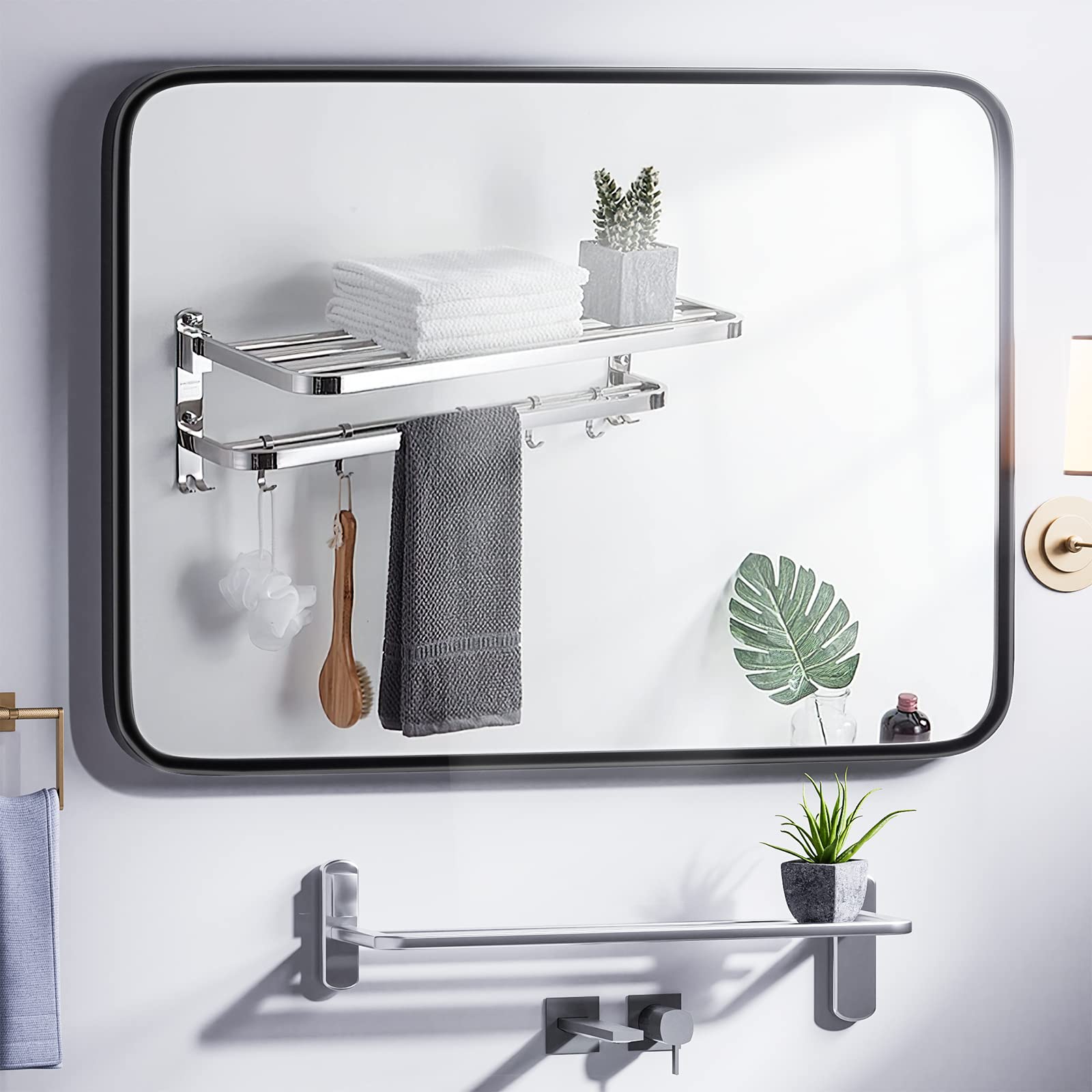 BAILABA 28 x 36 Inch Wall Mirror for Bathroom Black Metal Frame Vanity Mirrors, Rectangular Wall Mounted Home Decor Matte Mirror for Bedroom Living Room Entryway Hallway, Horizontally or Vertically