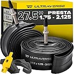 Ultraverse 27.5 Bike Inner Tubes 27.5 x 1.75, 1.95, 2.10, 2.125 - Butyl Rubber Bicycle Tubes with Presta Valve (FV48) - Compatible with Mountain, Hybrid, Gravel & City Bikes - Set of 2