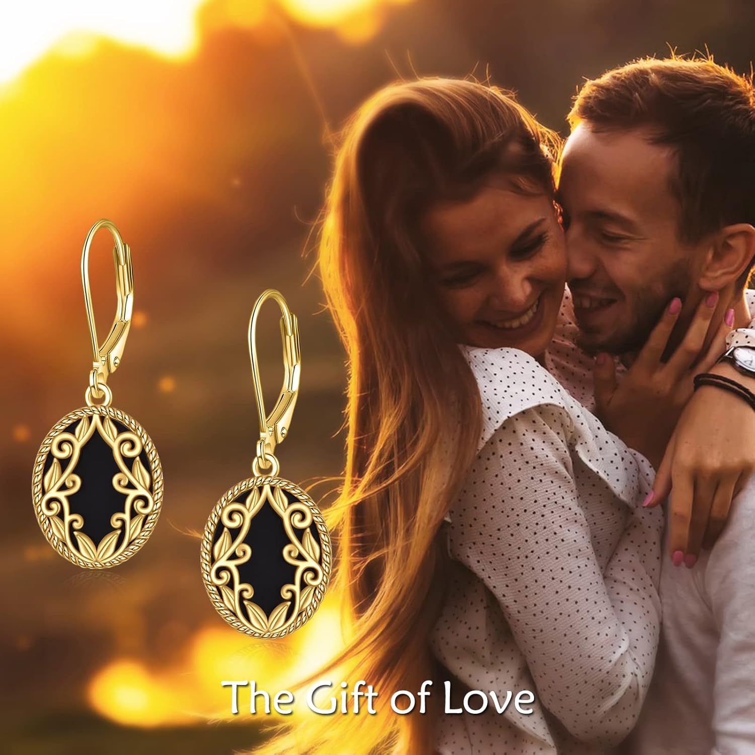 Black Onyx Earrings Sterling Silver 18K Yellow Gold Plated Filigree Boho Dangle Earrings Jewelry Gifts for Women Girls - Image 6