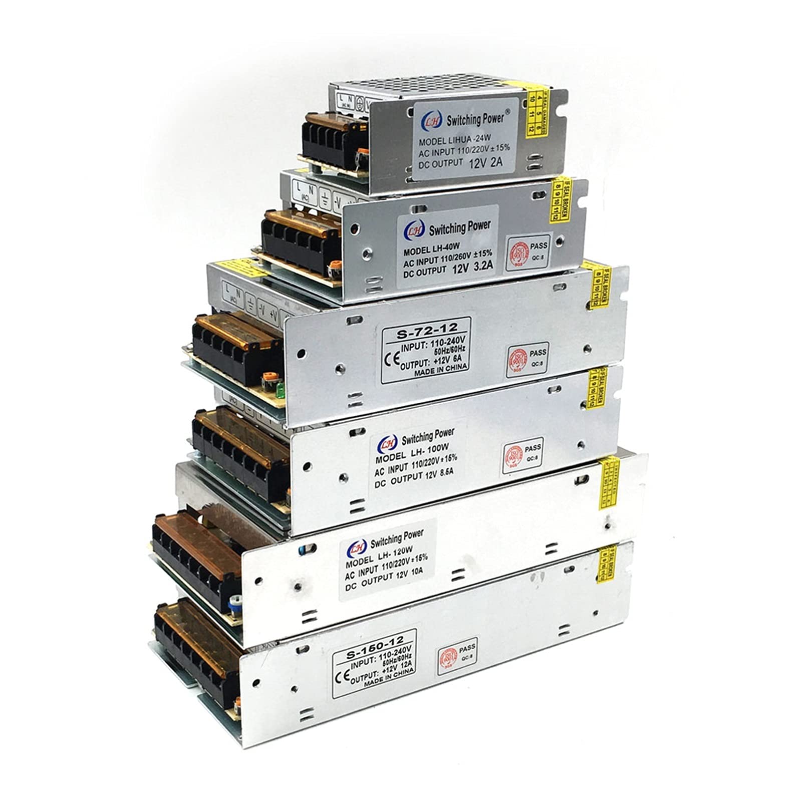 Labornetzteil,Schaltnetzteil AC/DC 12V 24V 1A 2A 3A 4A 5A 6A 8A 10A 12A Transformatorschalter Netzteil 10W 50W 100W 150W 200W-Treiber für Streifenleuchte(12V,10A)