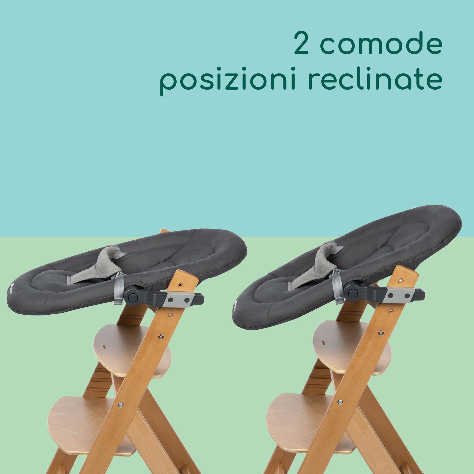 Bebeconfort Timba Baby 2 in 1, Sdraietta Neonati 0-6 mesi, 0-9kg, Compatibile con Seggiolone Timba, Sdraietta Reclinabile in 2 Posizioni, Seduta Imbottita, Cintura a 3 Punti, Tinted Graphite