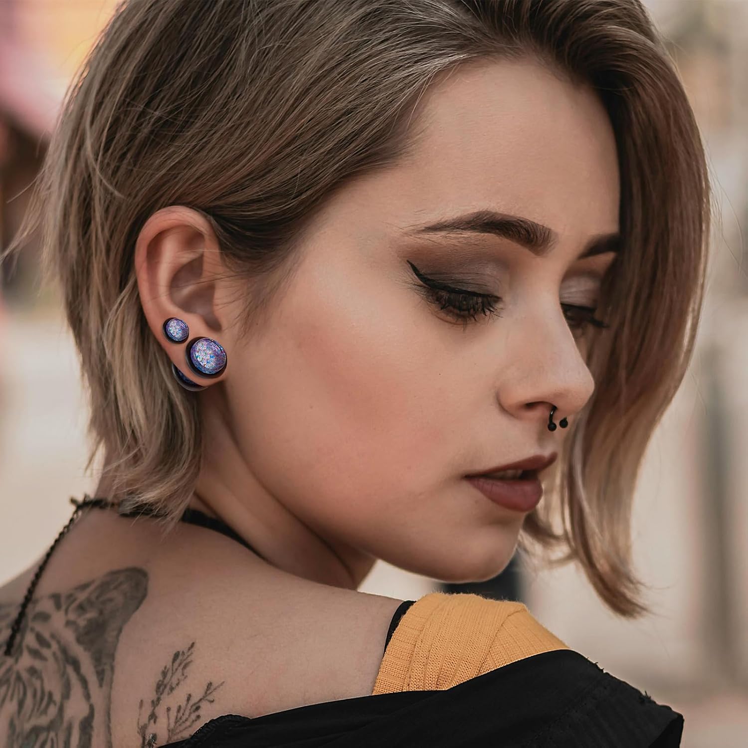 54/102Pcs Ear Stretching Kit 14G-00G Acrylic Ear Gauge Stretching Kit with Heart Plugs Gauge Tapers Ear Tunnels Horseshoes Taper Spiral Tapers Gauges Ear Expanders for Men Women - Image 6