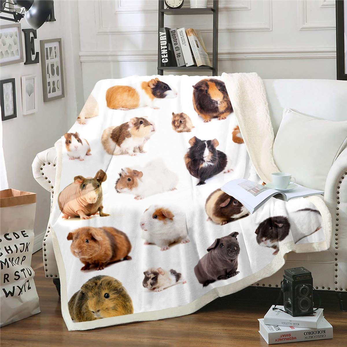 Coperta Pile Simpatico Porcellino D'india, 3D Stampata Coperta Morbida e Calda, Coperta Plaid Spazio, per Plaid Divano Blanket Copriletto, per Letto e Divano 150x150 cm