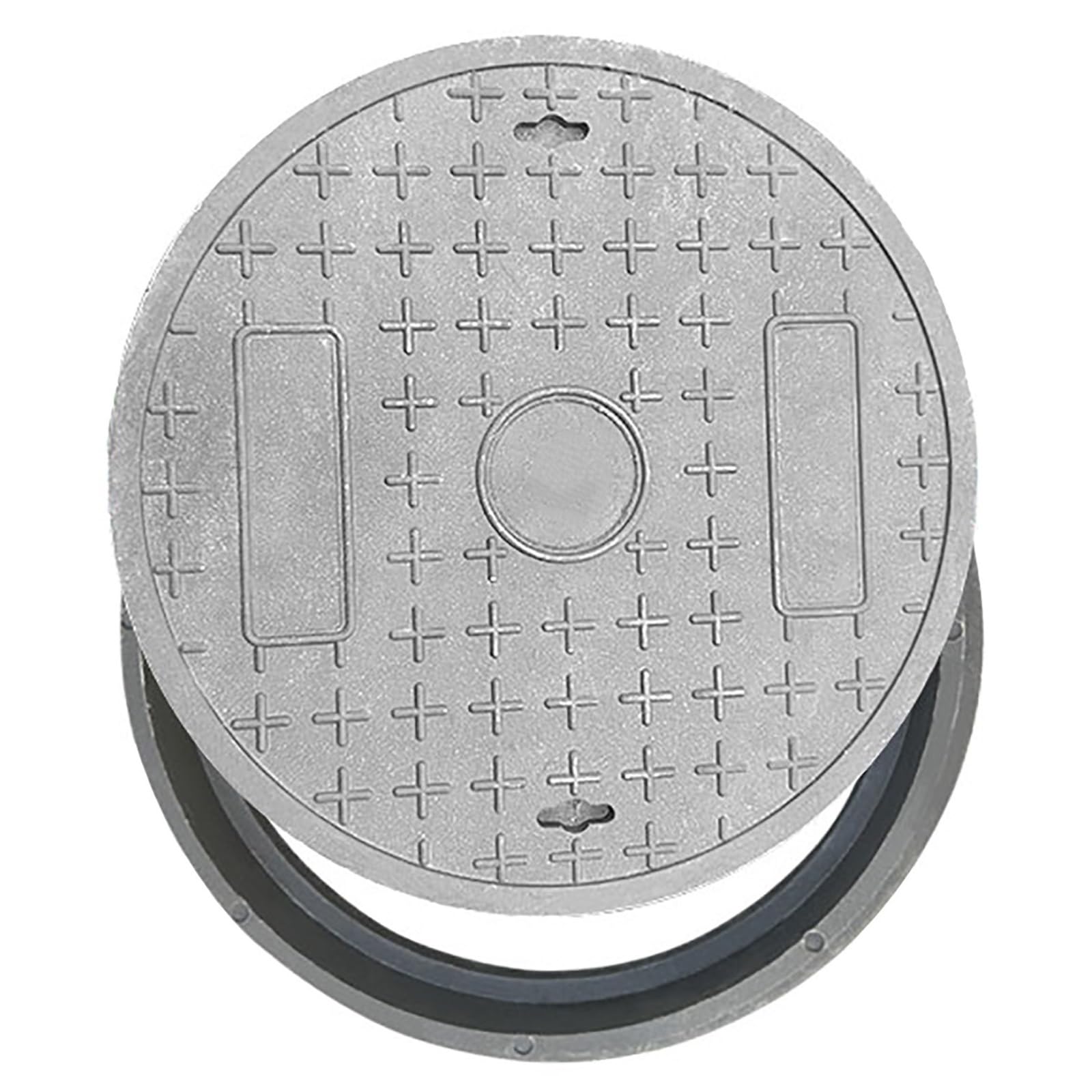 Tapa Registro Circular 300–1000 Mm,Estructura Antirrotura Rejilla Reforzada | Se Admite Logotipo Personalizado Grabado Texto, Compuesto Resistente A La Intemperie(Gray,31.9x1.9in)