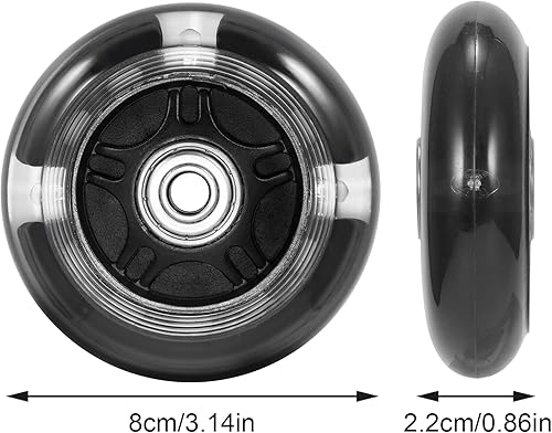 Miniatura 2 de Ruedas de repuesto para scooter, rueda de flash LED de 3.150 in, mini ruedas de patinaje para microscooter, luces traseras ABEC-7 de 3.150 in para