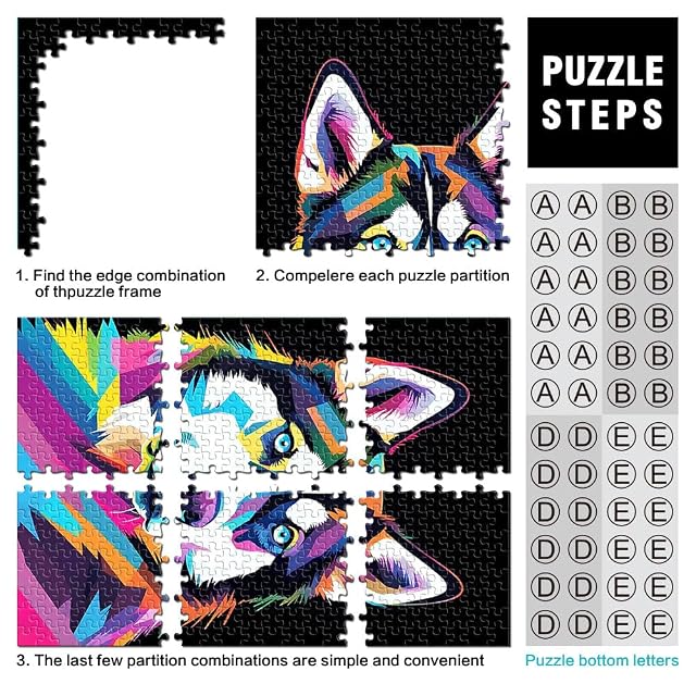 Foto 3 de 6 de Rompecabezas para Adultos de 1000 Piezas Arte Pop del Husky Siberiano Juegos de relajación Toda la Familia.…