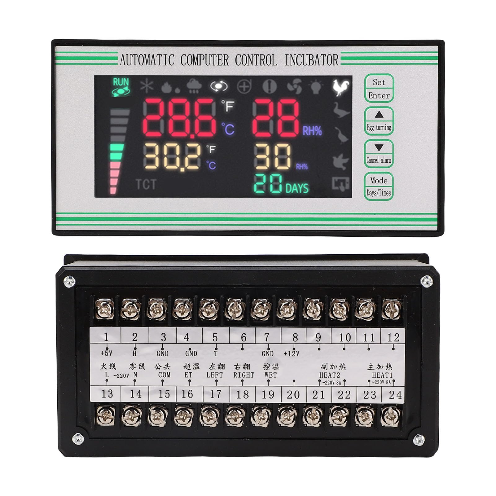 Chrees Controller Automatico per Incubatrice per Uova con Display Digitale a Schermo a Colori per Incubazione Stabile, Adatto per Uso Domestico