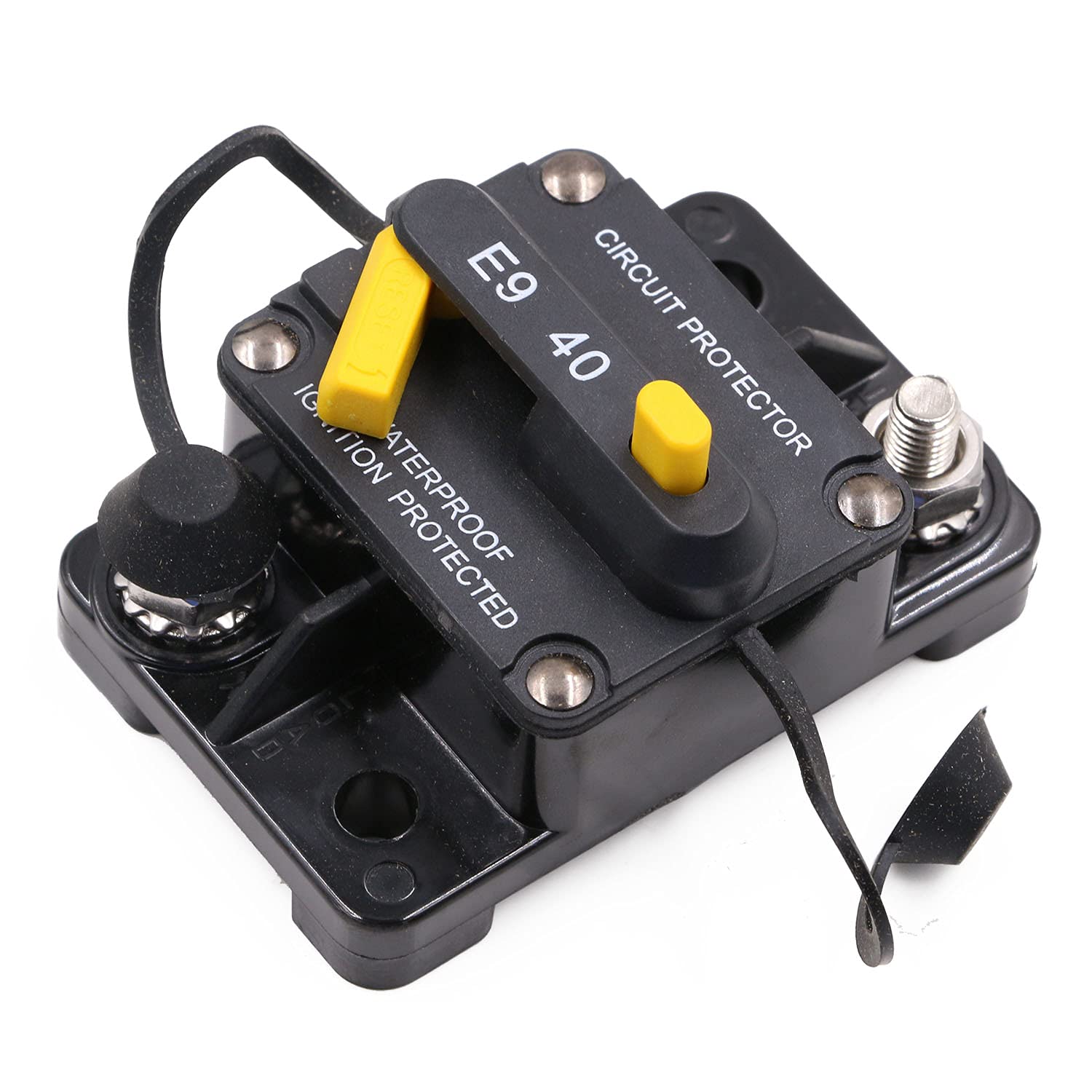 12V 24V 40A Manual Reset Circuit Breaker for Car Automotive Solar RV Electricals, Boat Trolling Motor Resettable in-Line Fuse 72V DC, Overload Protection, IP67 Waterproof, Surface Mount