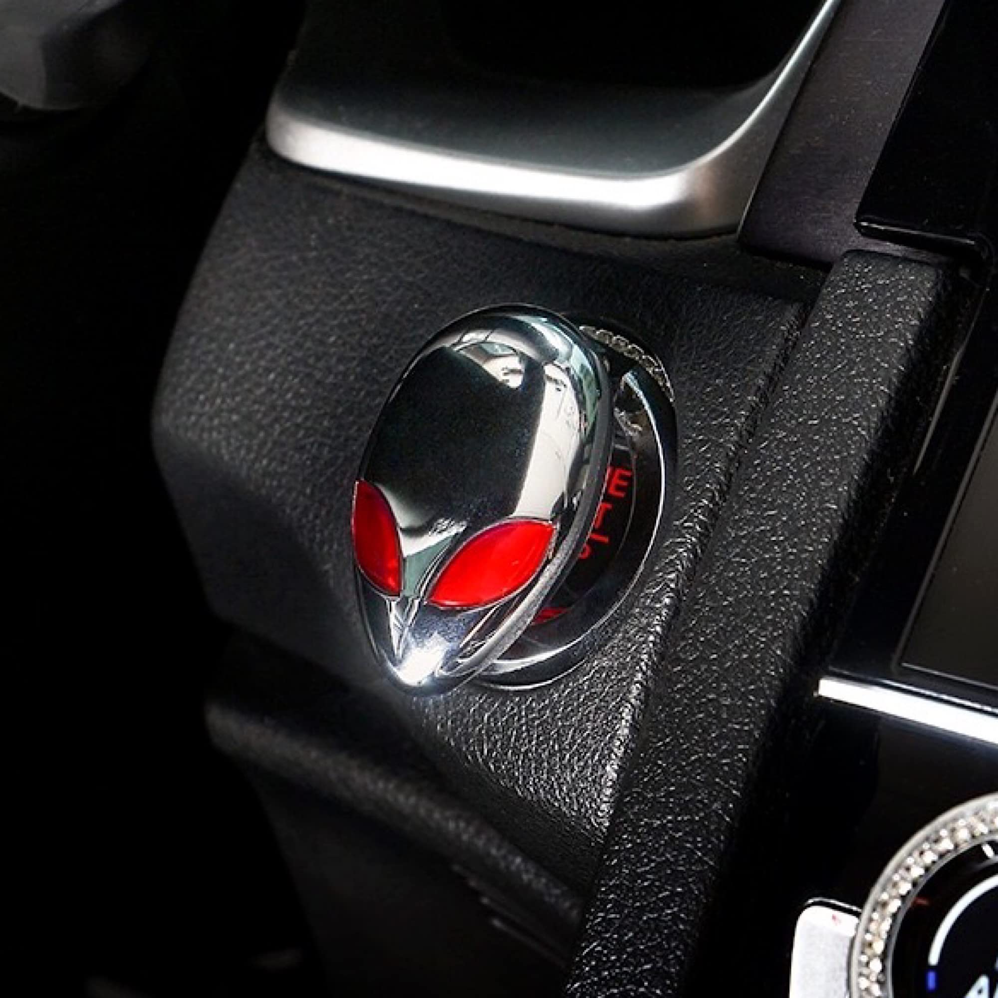 Couvercle Bouton Démarrage Voiture Motif Tête De Loup - Métal - Protection & Décoration