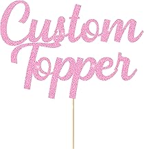Personalised Cake Toppers Happy Birthday Wedding Anniversary Cake Topper Cake Decorations with Any Text Double Sided Glitter Cake Topper for Graduation Christmas Baby Shower(Baby Pink)