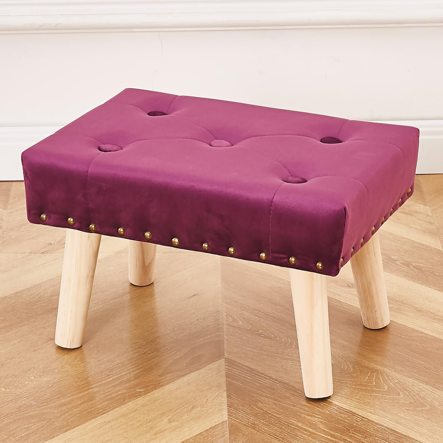JUMBO CRAFTS Footstool Rectangle Ottoman Velvet Soft Footrest Ottoman