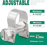 Vista 14 de Abrazadera de línea de combustible de acero inoxidable 304, 20 piezas ajustables de 19/32"-11/16" de diámetro (15-17mm), mini abrazaderas