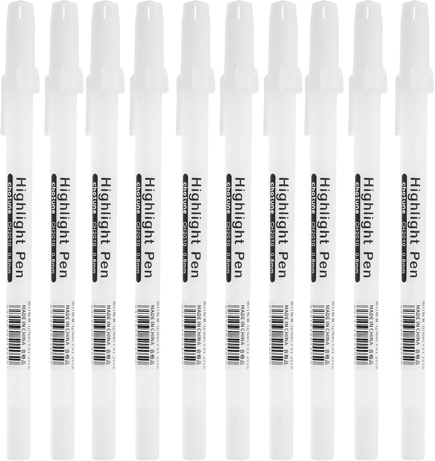 White Highlight Liner Marking Pen Set 10pcs for Students and Painters