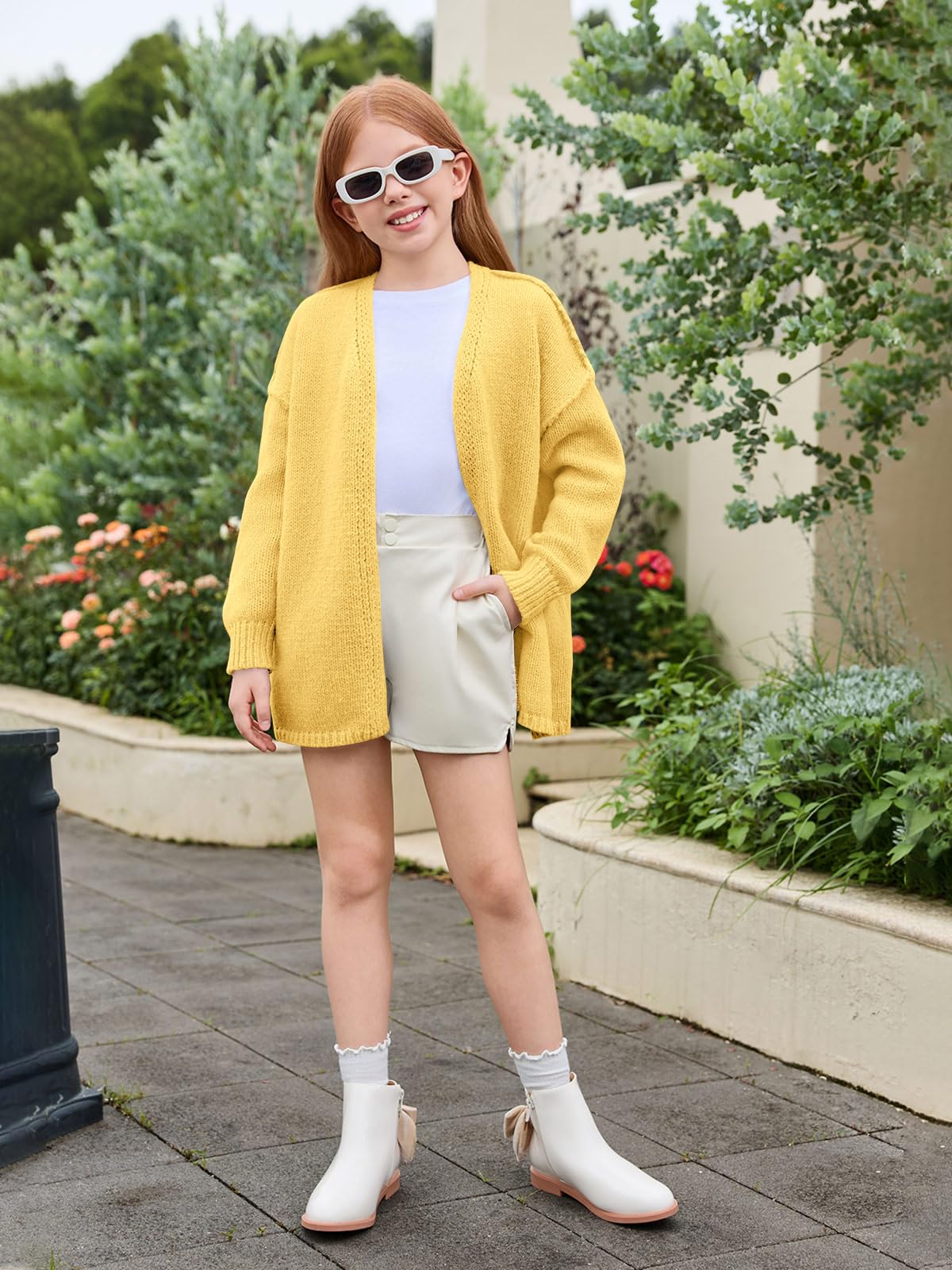 Haloumoning Cardigan oversize per ragazze maglioni per bambini aperto