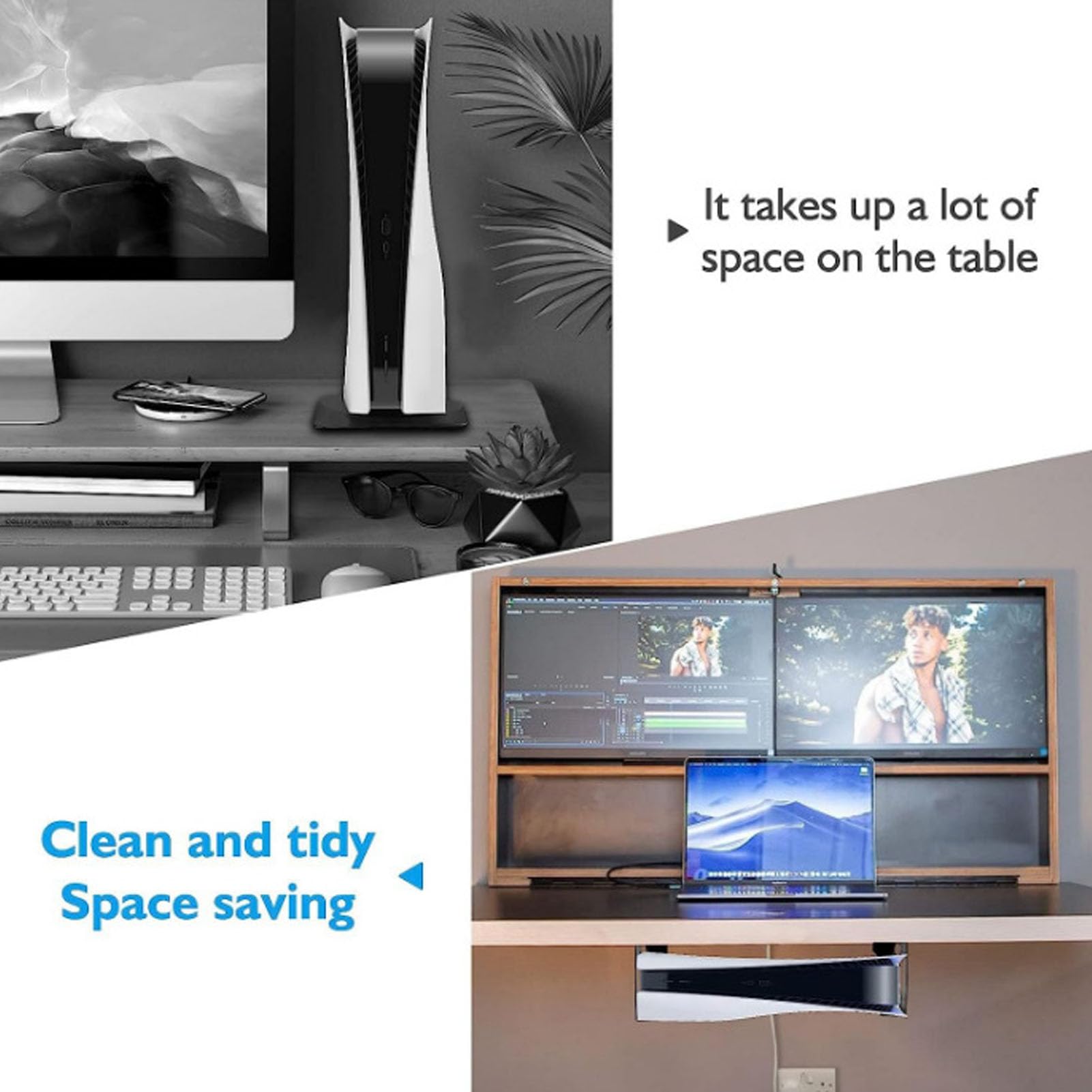Fabater Metalowy Uchwyt Konsoli Pod Biurkiem Skutecznie Wspomaga Uchwyt Konsoli Wentylacyjnej do Biurka do Gier Slim Console
