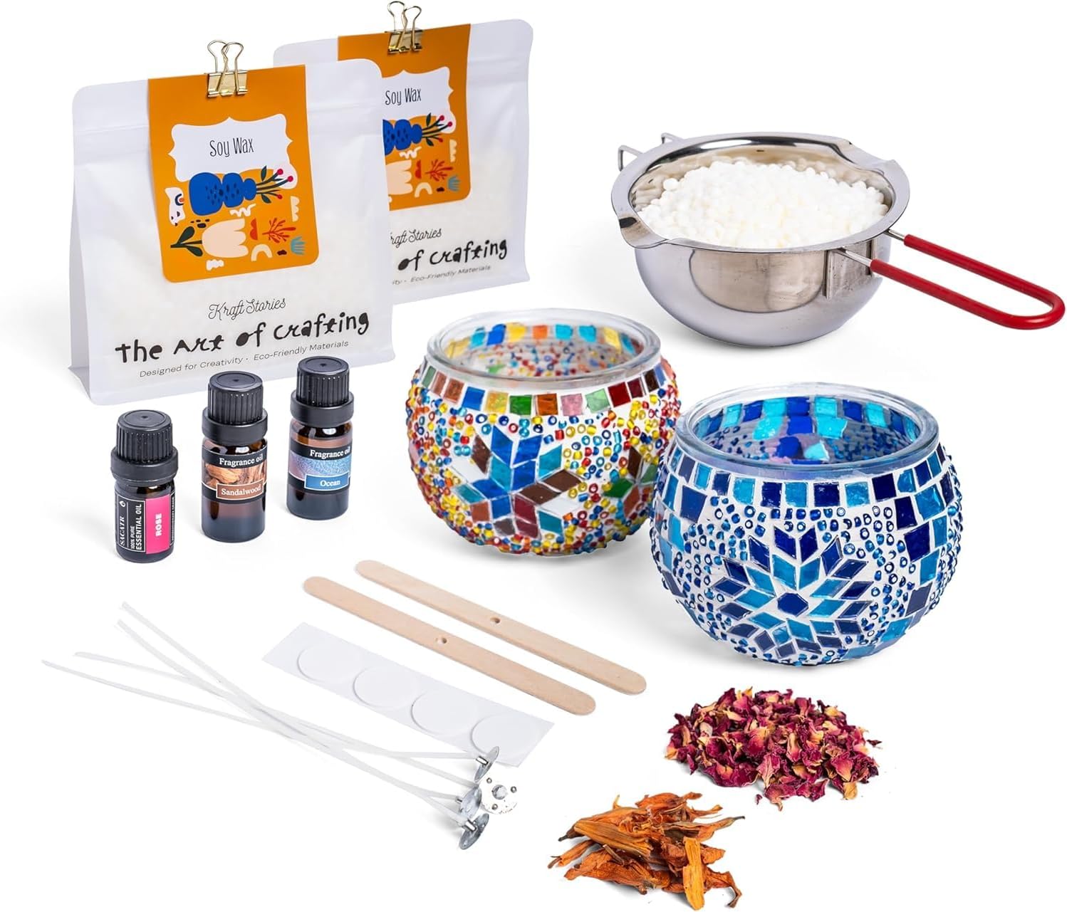 Candle Making Kit with Turkish Mosaic Holder – DIY Glass Candle Holder Craft Kit with Colorful Mosaic Tiles & All Natural Soy Wax – Handmade Arts & Crafts Complete Gift for Adults & Beginners (2)
