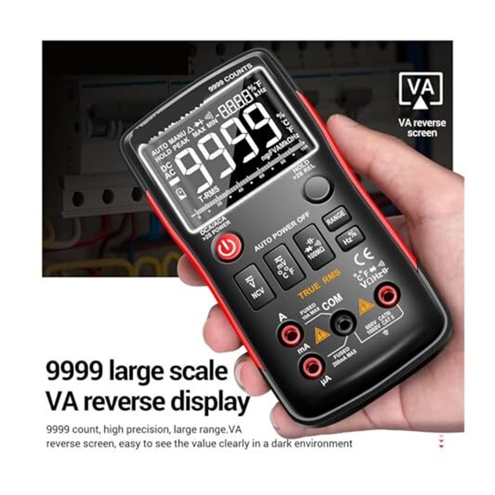 Q1 multimetr cyfrowy 9999 Tester analogowy True RMS profesjonalny Multimetro do samodzielnego testowania tranzystorów i kondensatorów(Q1 Orange Pro)