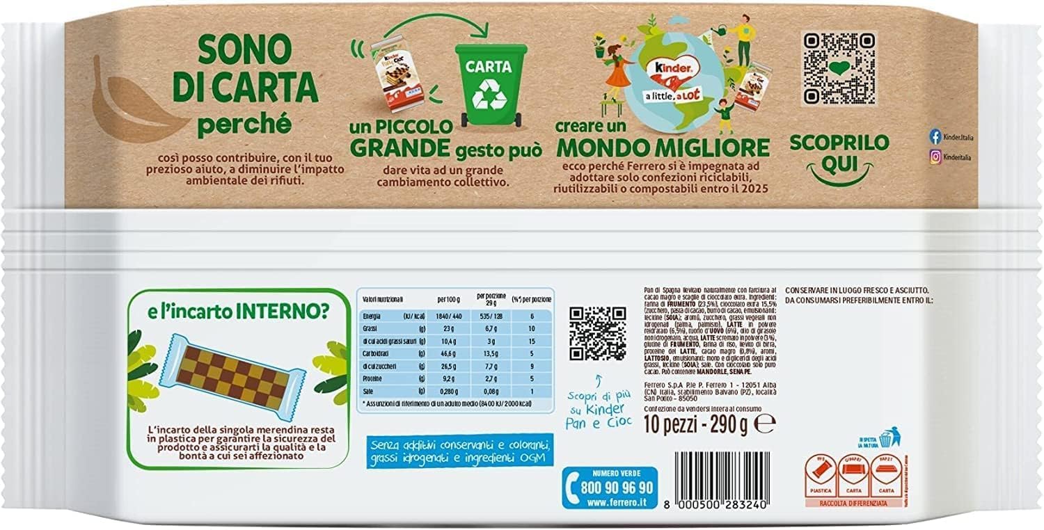 Italian Gourmet Lot 3x 270 g Assortiment Pan e Cioc + Kinder Brioss Lait & Cacao + Kinder Brioss – gâteaux moelleux petit-déjeuner & goûter, assortiment snack multi-variétés + Italian Gourmet Polpa