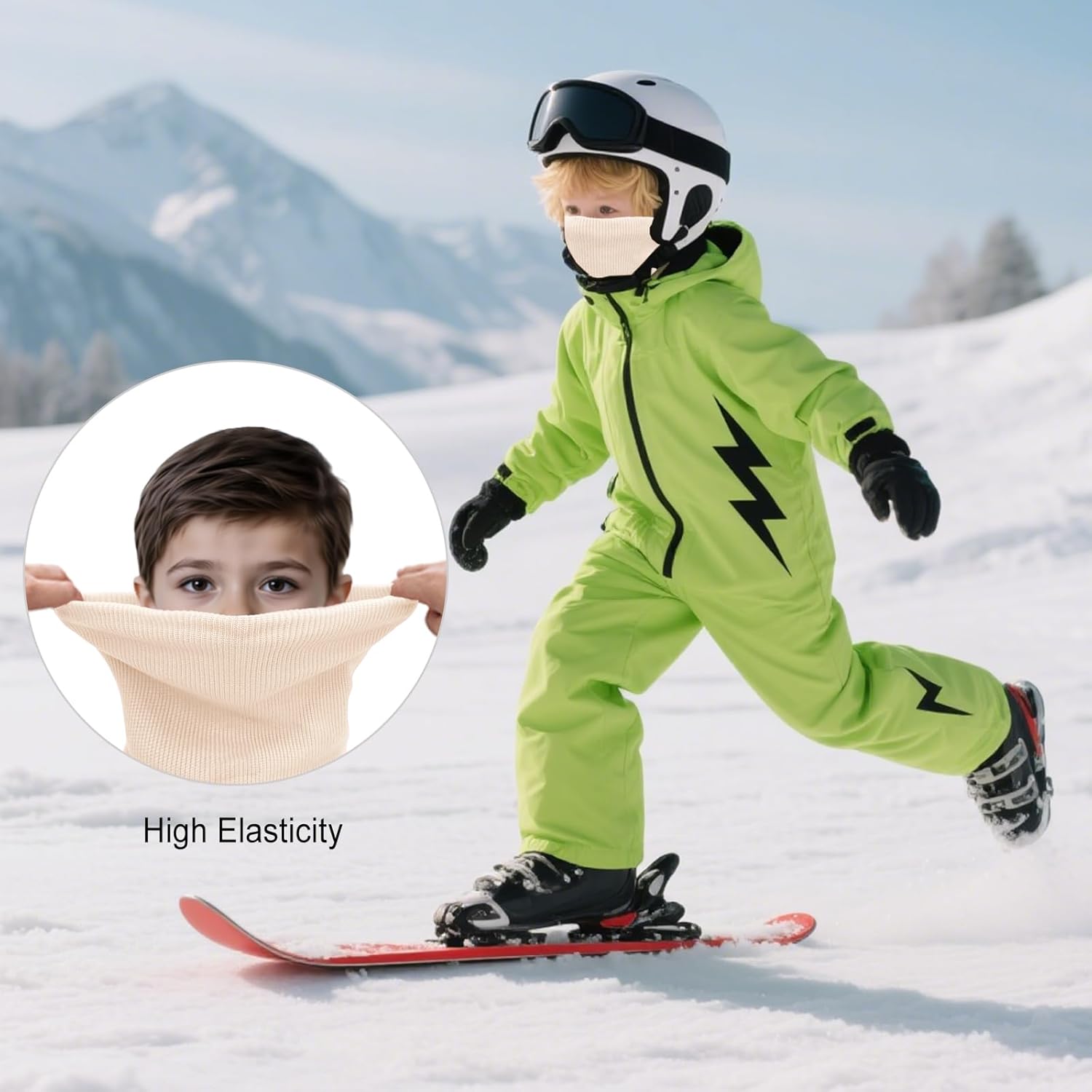 Kids Ski Mask Neck Warmer Winter Neck Gaiter Boys Girls Warm Thermal Fleece Lined Knitted Scarf for Cold Weather - Image 4