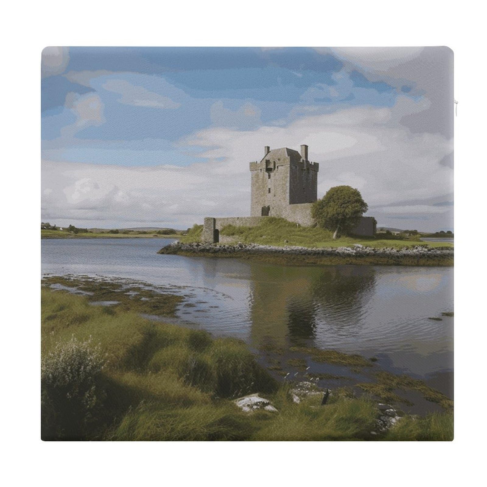 LDGSUPH View of The Dunguaire Castle Office Chair Seat Cushions Square Cushions Soft Floor Cushions Comfy Memory Foam Cushion Cushions for Home Travel Chair