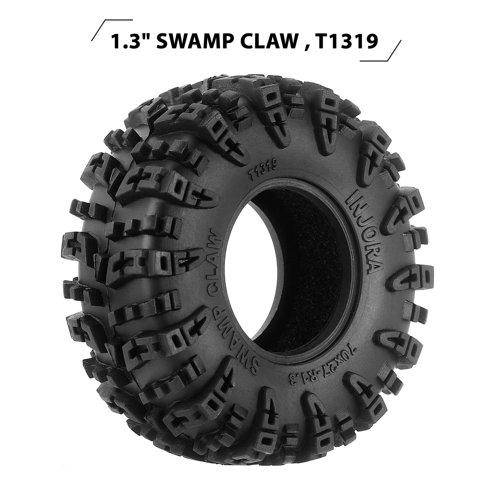 INJORA Opony terenowe 1,3" – S5 Swamp Claw opony terenowe, 70 x 27 mm, do TRX4M SCX24 1/18 1/24 RC Crawler Auto