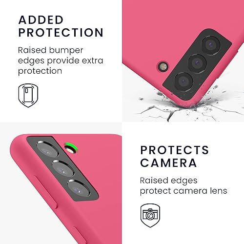 Miniatura 3 de kwmobile Funda compatible con Samsung Galaxy S21 - Funda de silicona TPU con acabado suave - Rosa impresionante