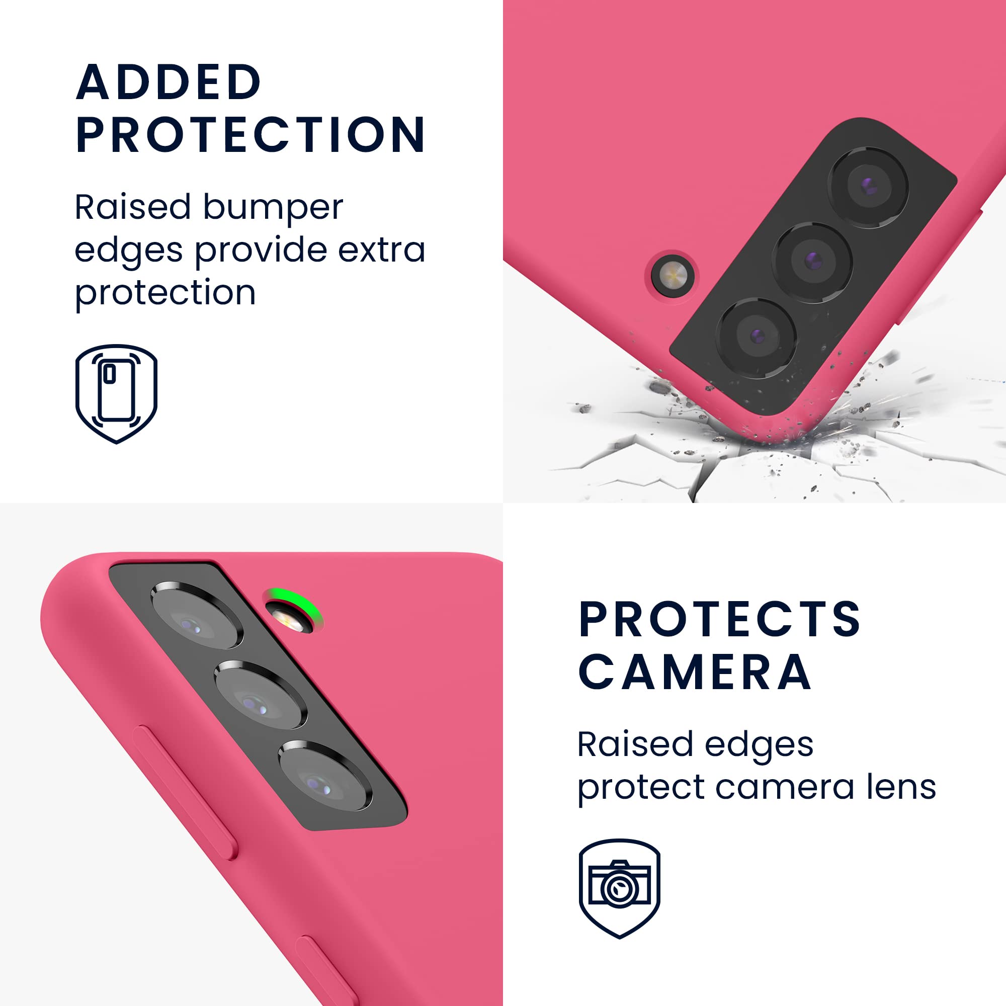kwmobile Case for Samsung Galaxy S21 Case - Soft Cover - Shockproof Silicone - Wireless Charging Awesome Pink - 3