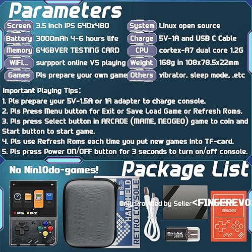 Miniatura 7 de Miyoo Mini Plus Consola de juegos portátil 3.5 pulgadas 640* 480 pantalla IPS 3000mAh Miyoo-mini+ con estuche portátil transparente negro