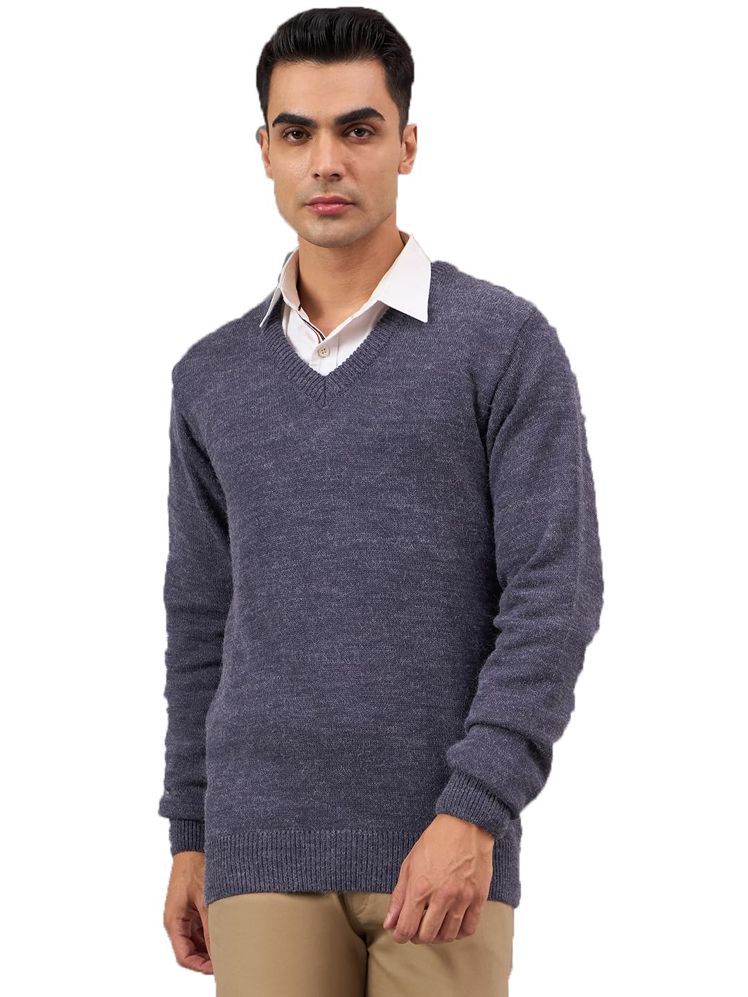 club york Men’s V-Neck Sweater – Classic Full Sleeve Wool Blend Pullover | Formal & Casual Winter Wear for Men_CYC2202A_M Purple-picture-34