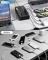 Vista 5 de 690W USB Charging Station, 20 Port Fast Charging Station for Multiple Devices, PD 100W USB C Charger Block, Smart Power Delivery & Multi Protection