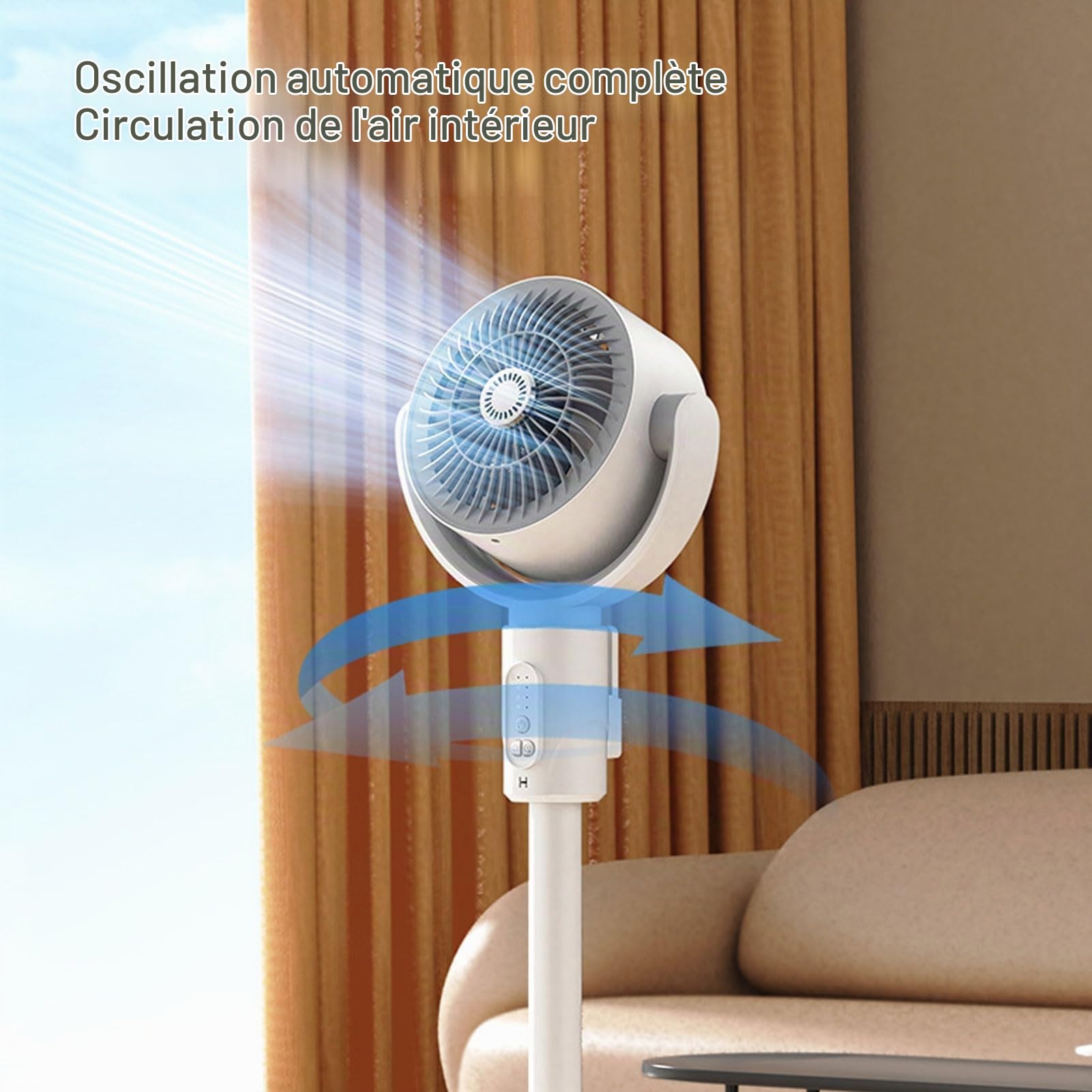 ZJchao Ventilateur Sur Pied R glable en Hauteur avec 5 Vitesses Silencieux Minuterie 8 h Oscillation Large et T l commande Id al pour Chambre Bureau et Salon